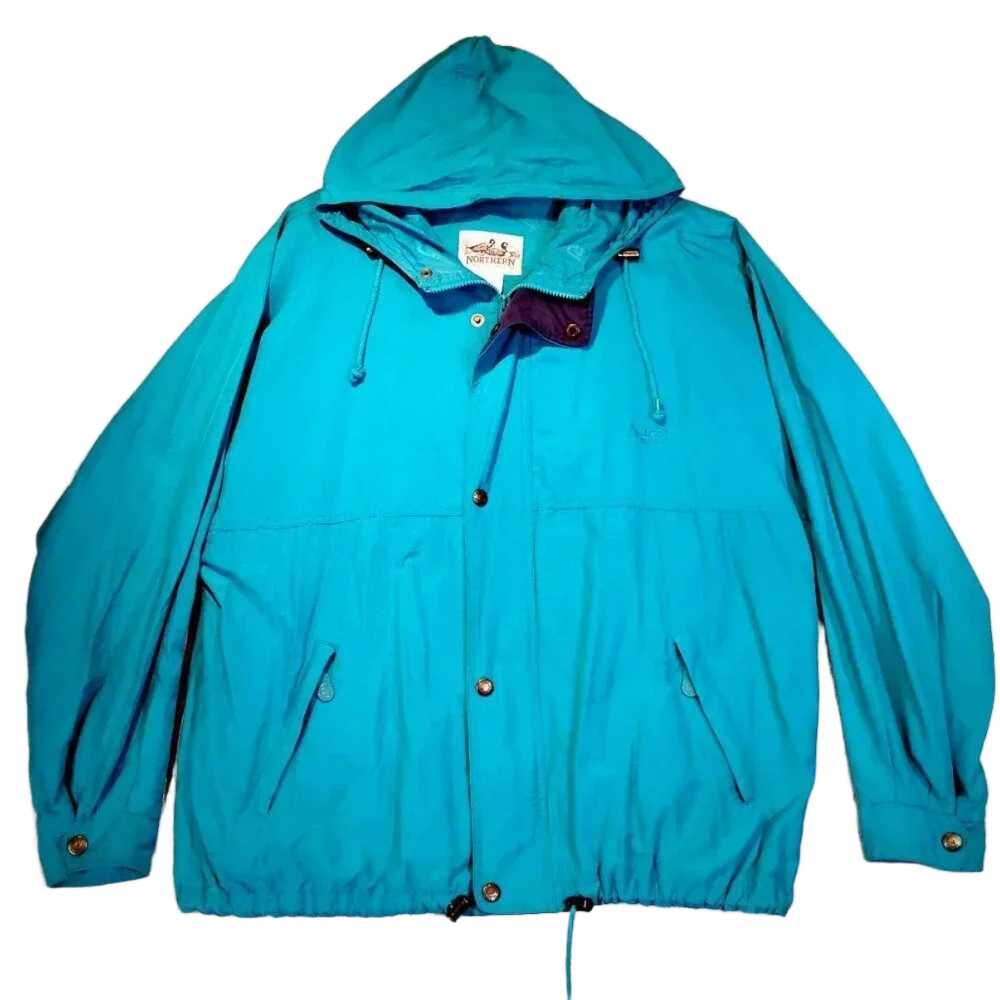 Northern Reflections Women's Turquoise Nylon Lined Hooded Windbreaker Size Large